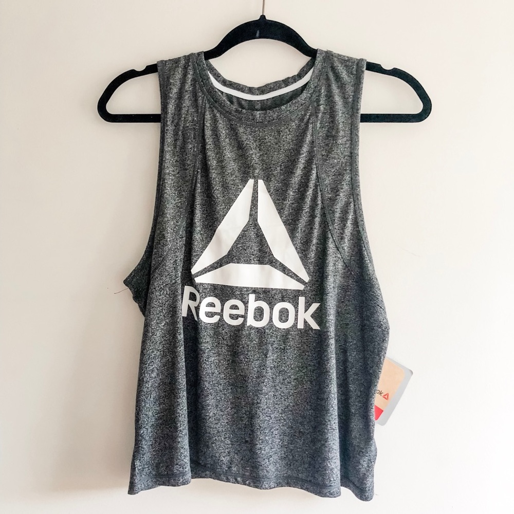 Reebok Black Heather Throwback Crop Top